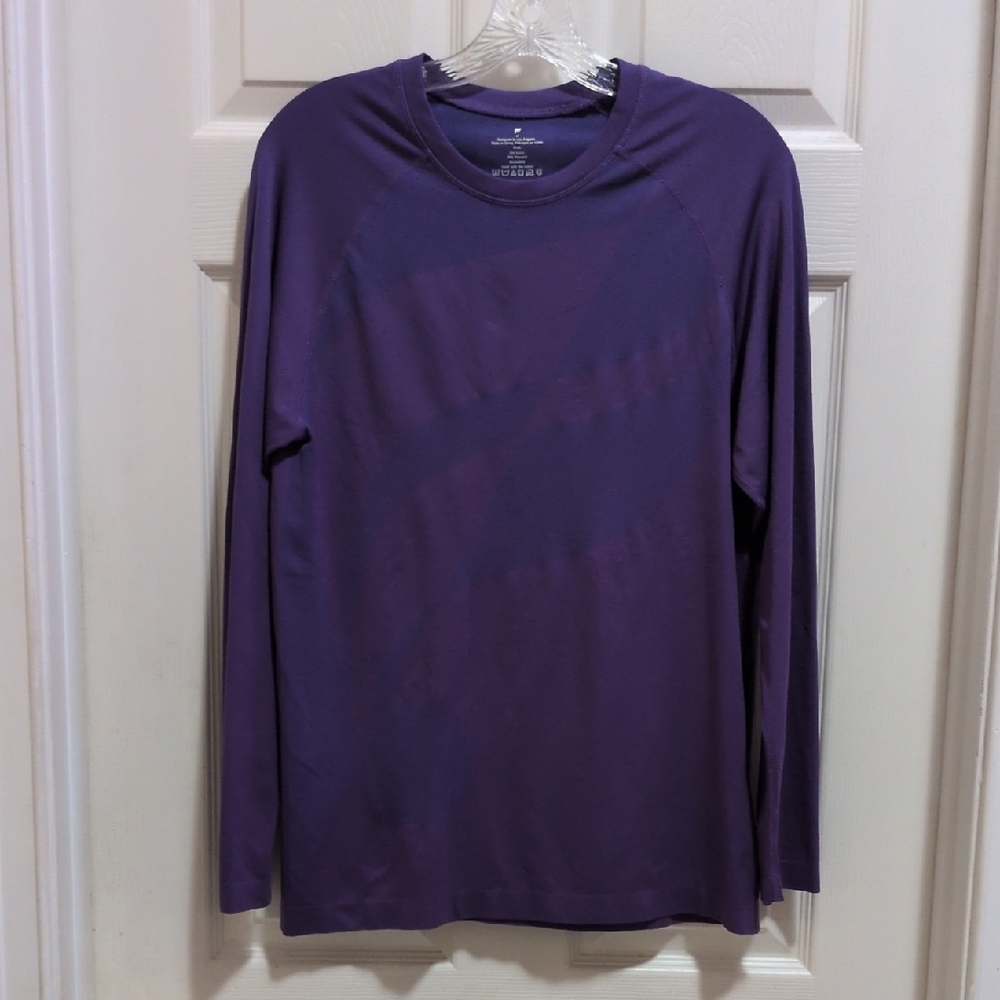 Fabletics Men's Long Sleeve Purple Big Logo Performance Shirt Size Medium